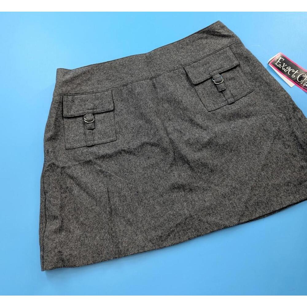 EXACT CHANGE $26 NWT Gray Wool Mini Skirt with‎ Front Pockets Size 9